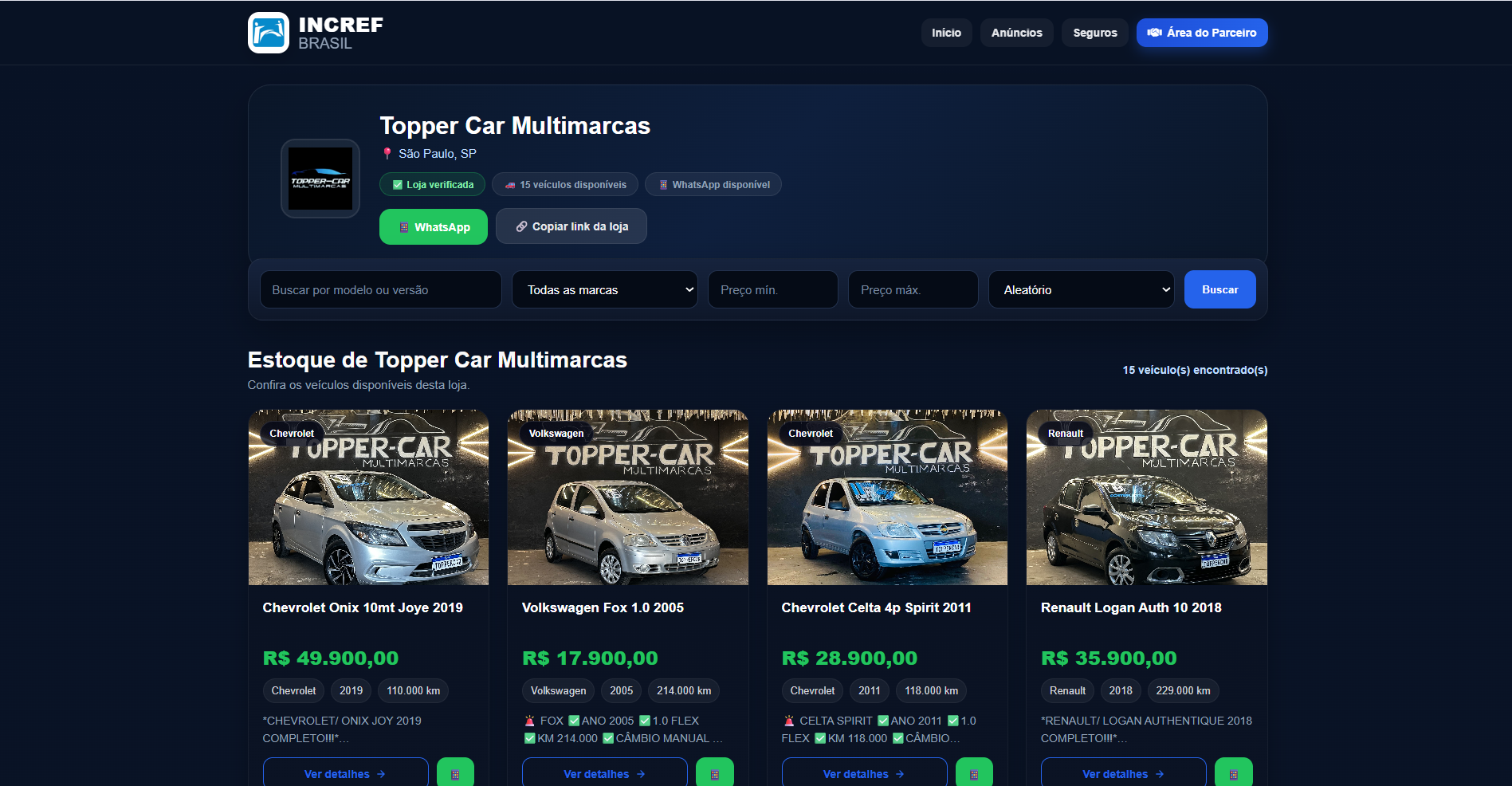 Site próprio da loja gerado pela Incref Brasil